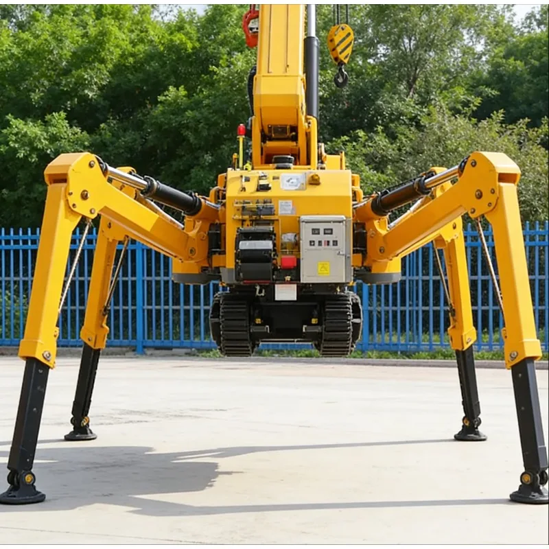 Customized Zero Tail Swing Spider Crane 2 Ton 360° Continuous Rotation Proportional Remote