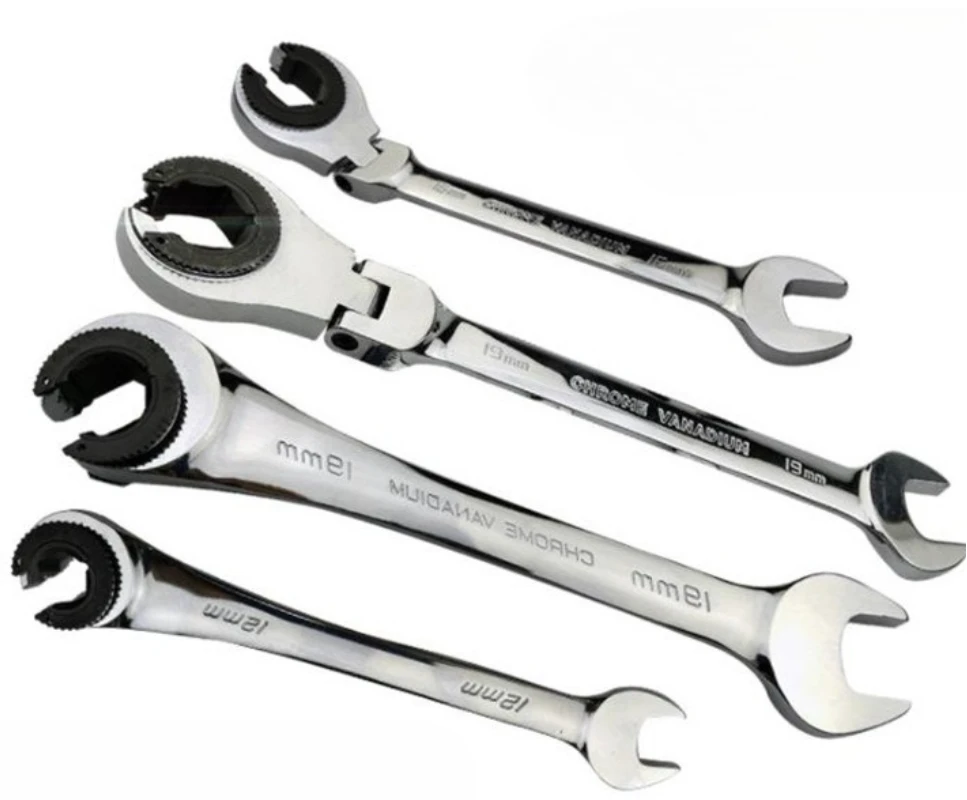 Zestaw kluczy płasko-oczkowych z obrotowymi zębatkami, kluczy pierścieniowych, kluczy trzpieniowych, kluczy płasko-oczkowych z regulacją, kluczy płasko-oczkowych z elastyczną główką, kluczy do oleju i narzędzi ręcznych.