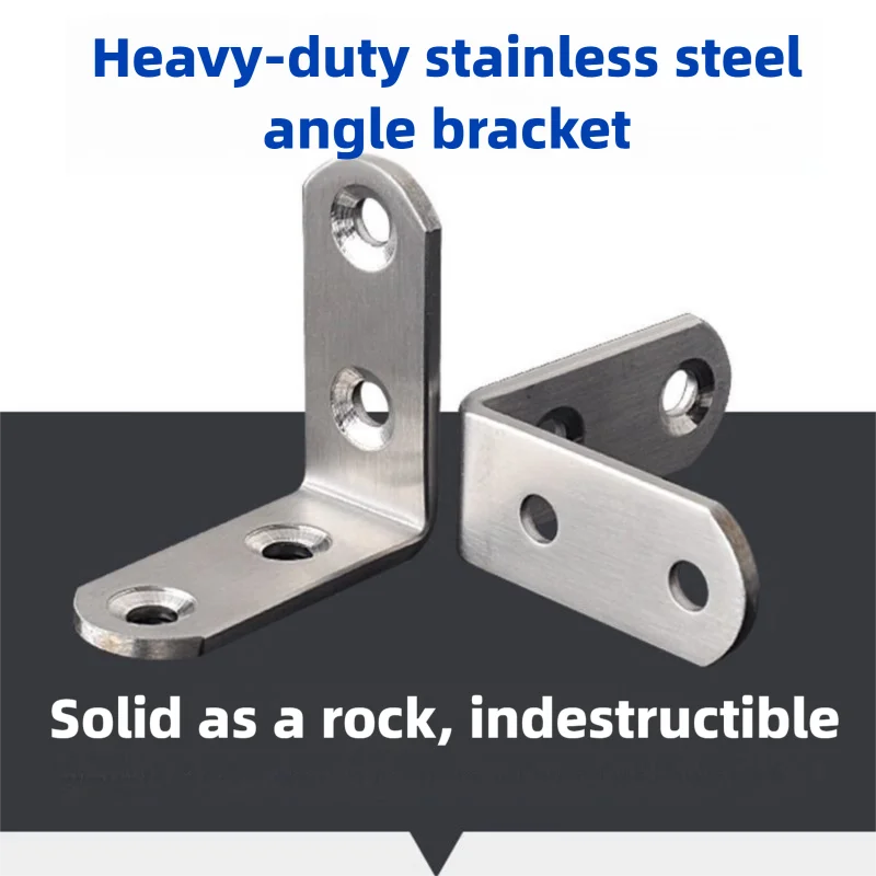 Stainless Steel L Shaped Corner Code 90 Degree L Joint Brackets Furniture Cabinet Angle Connectors Shelf Door Support with Screw