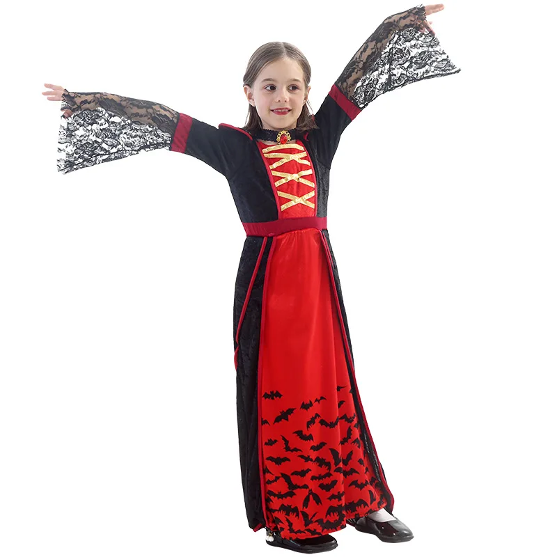 Disfraz de vampiro para niños, disfraz de Halloween, uniformes de fiesta, vestido de Cosplay para niña, ropa de fantasma de Diablo, vestido de