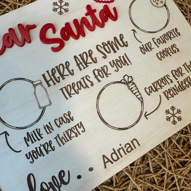 شخصية عشية عيد الميلاد سانتا كلوز صينية الوجبات الخفيفة كوكيز عيد الميلاد وصينية الحليب لوحة خشبية عشية عيد الميلاد هدية الأسرة