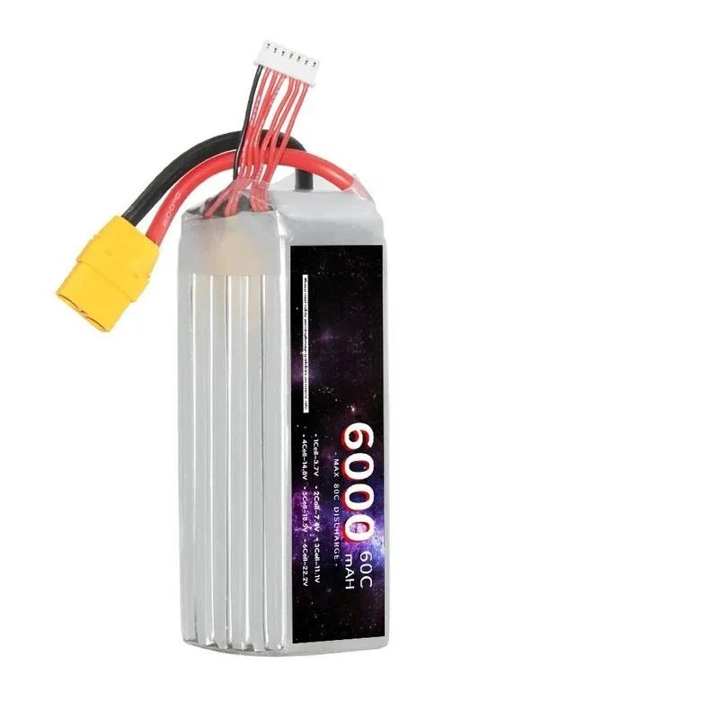 For Model Aircraft Fixed Wing Drone 6000mAh 60C 6S Rechargeable Battery 22.2V Polymer Lithium Battery