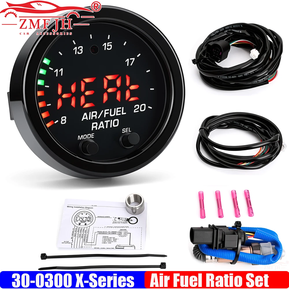 30-0300 X-Series Wideband O2 Air Fuel Ratio Gauge Kit LSU 4.9 0258017025 Oxygen Sensor AFR Controller Gauge for Lambda Meter