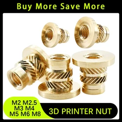 M2 M2.5 M3 M4 M6 M8 brass double twisted knurled embedded injection nut flange insertion nut insertion nut 3D printer nut
