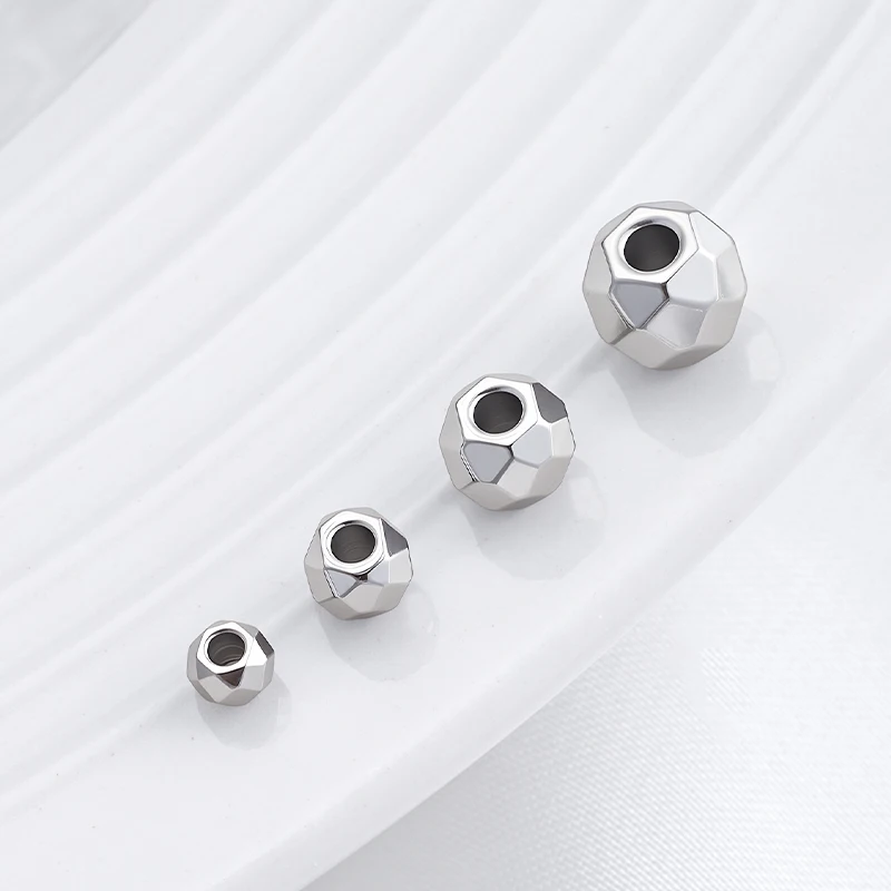 20개 스테인리스 스틸 참 3-6mm 라운드 볼 스페이서 비즈 쥬얼리 제작 재료 DIY 공예 팔찌 목걸이 용품