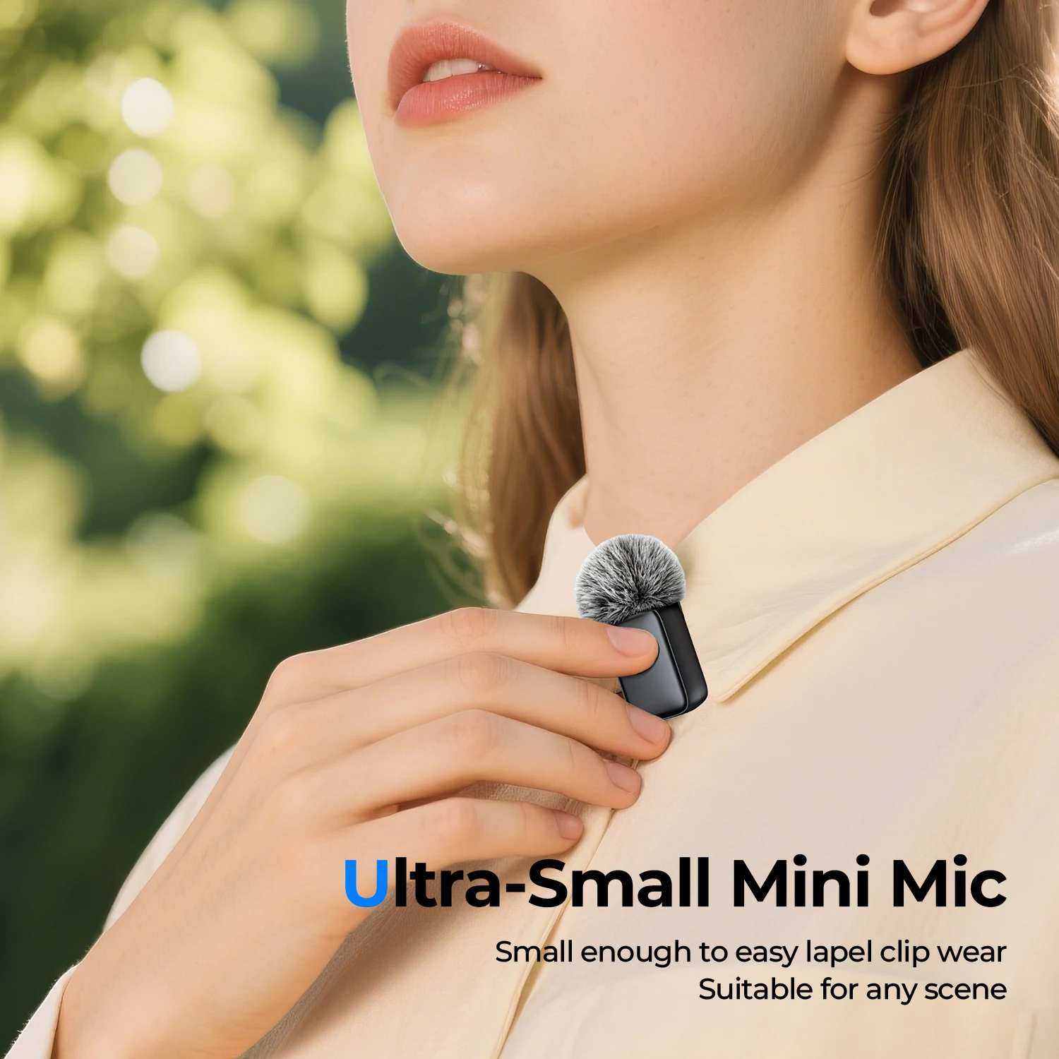 Picture 4: Mini Wireless Lapel Microphone with LED Charging Case, USB-C Port, Perfect for Vlogs, Livestreams, Podcasts, and Interviews.