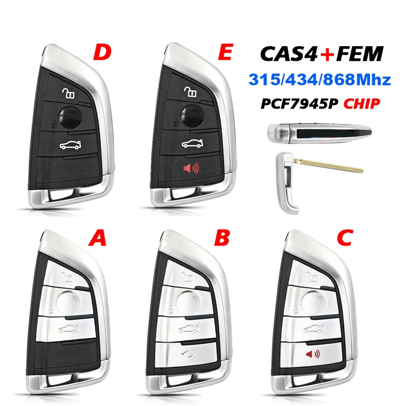 

3/4 Buttons PCF7945P Chip 868Mhz 315Mhz 433Mhz Remote Key For BMW X5 X6 F15 X6 F16 G30 7 Series G11 X1 F48 F39 CAS4 CAS4+ FEM