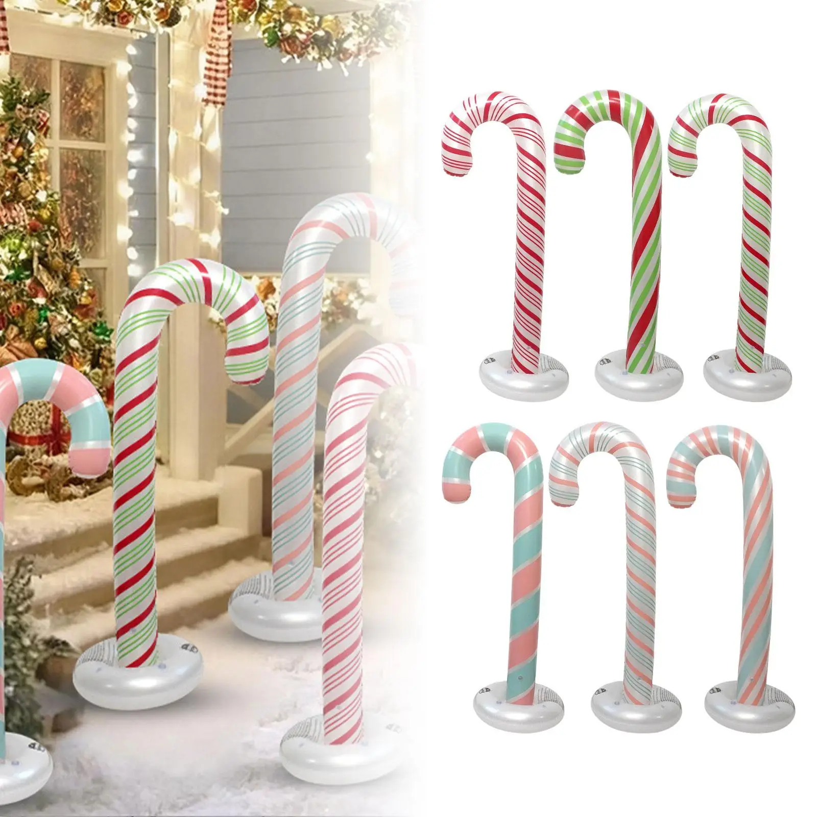 Christmas Inflatable Candy Cane Blow up Candy Cane Multifunctional Christmas Decoration for New Year Indoor Outdoor Holiday