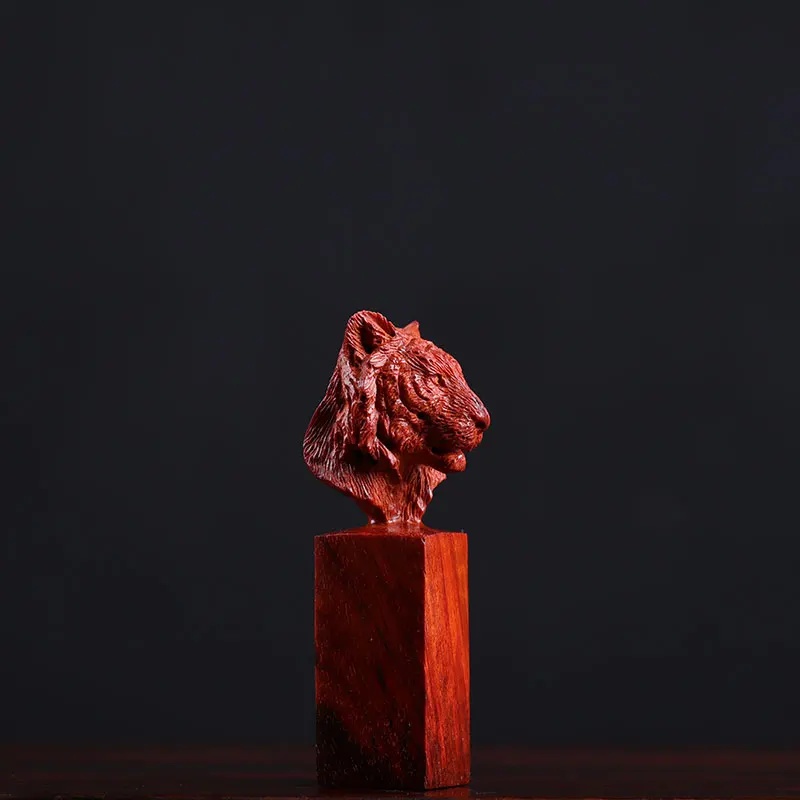 Lobular Rosewood 7cm Traditional Chinese Myth Historical Zodiac Tiger Animal Sculpture Office Decoration Home Décor