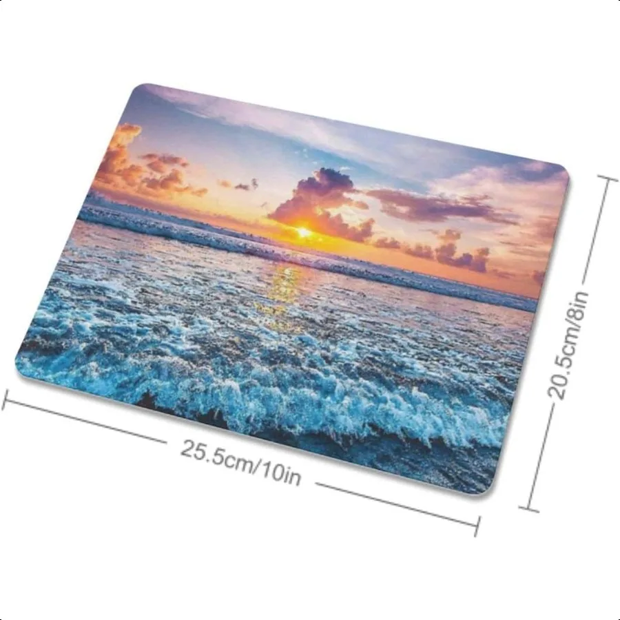 Sunset Ocean Wave Mouse Pad Square Mousepad Waterproof Mouse Mat NonSlip Rubber Base MousePads untuk Kantor Rumah Laptop Travel 9.