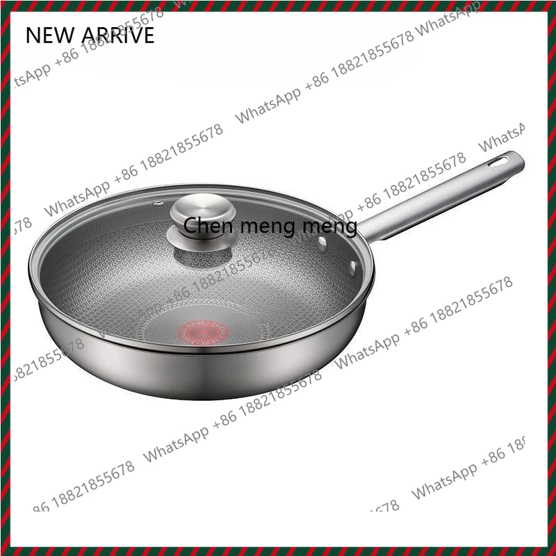 

Stainless steel flat bottom non-stick frying pan household steak pan fire red point temperature control frying pan universal