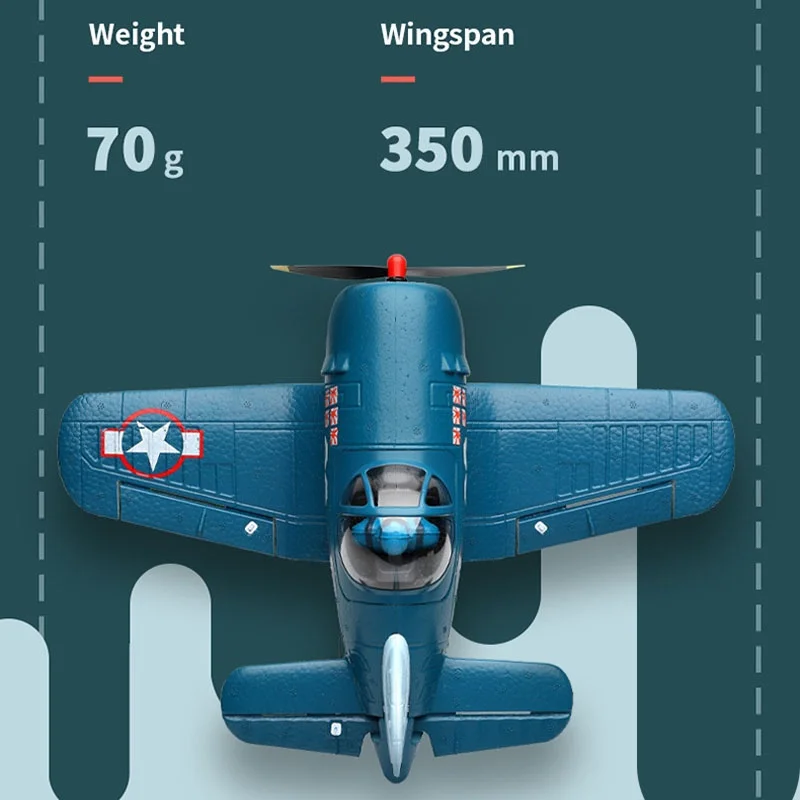 2.4G Full Scale Remote Control Four Channel Design Dual Mode Switching Q-Version Simulation F4u Pirate Fixed Wing Aircraft Model