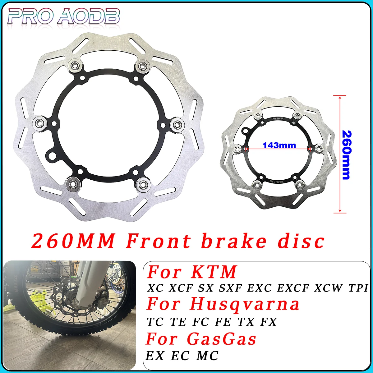 

260mm Front Brake Disc For KTM XC XCF XCW SX SXF EXC EXCF TPi 6 Days Husqvarna FE TE FC TC TX FX 125-500 1994-2023 Dirt Bike