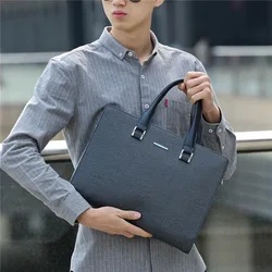 Briefcase For Men PVC Executive Handbag Office Shoulder Business Tote Commuting 14 Inch Laptop Messenger Crossbody Side Bag