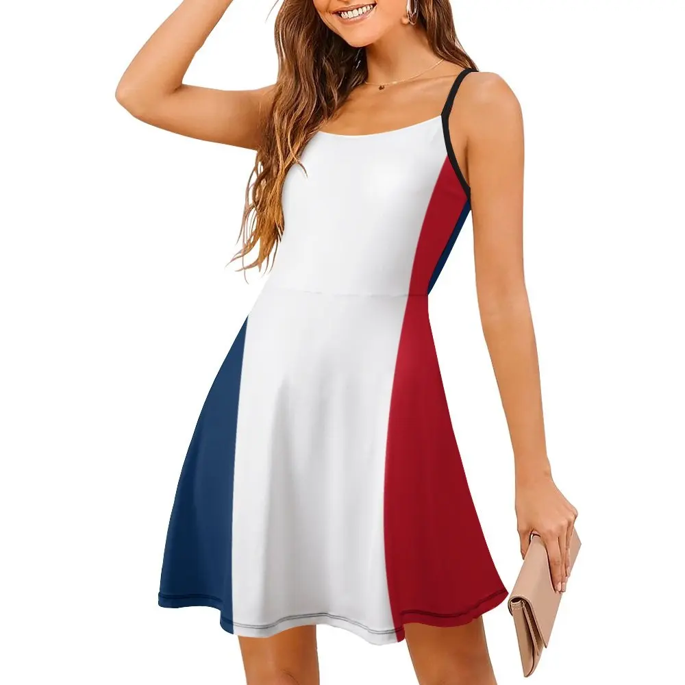 

Flag of France (1794–1815, 1830–1958) Women's Sling Dress Humor Suspender Dress Creative Sexy Woman's Clothing Cocktails