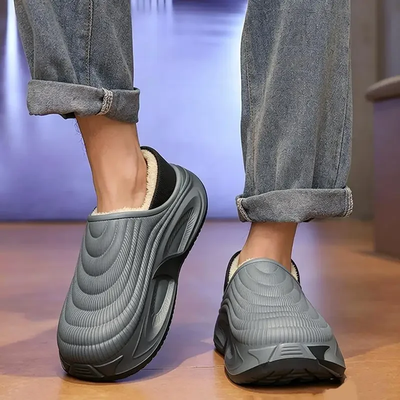 Herren Winter 2026 Warme Plüsch-EVA-Hausschuhe Wasserdichte Weichsohlen-Plateauschuhe Rutschfeste Baumwollschuhe für Zuhause und Outdoor – Detail 8