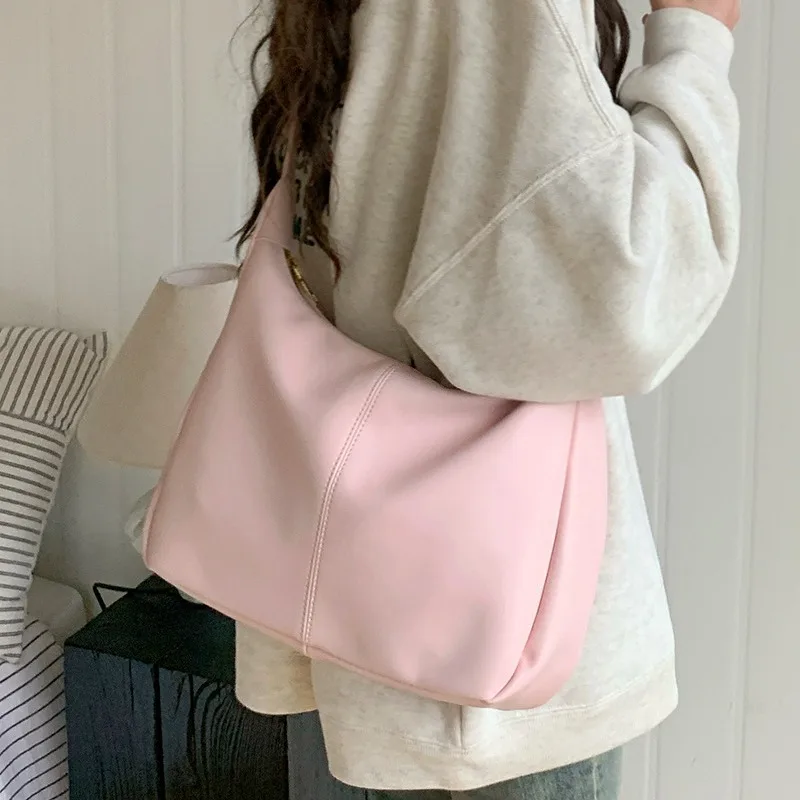 New Fashion Shoulder Bags Student Bag Pink High Capacity Tote Bags Versatile Leisure Korean Trend Commuter Lady Crossbody Bags