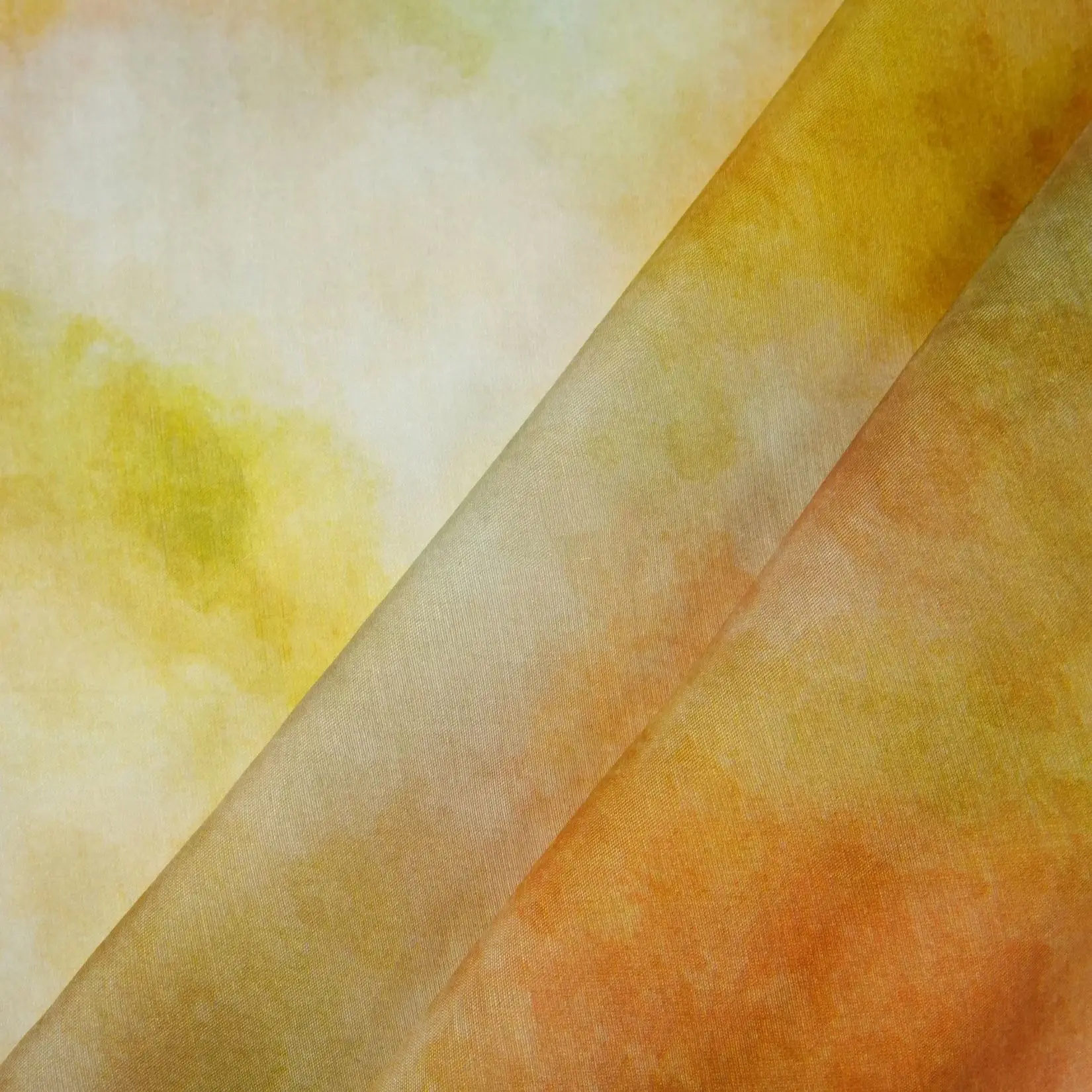 2 Yards of Slightly Sheer, Draping Yellow-Green Gradient Silk Tencel Linen Fabric with a Hazy Luster, Suitable for Shirt Materia