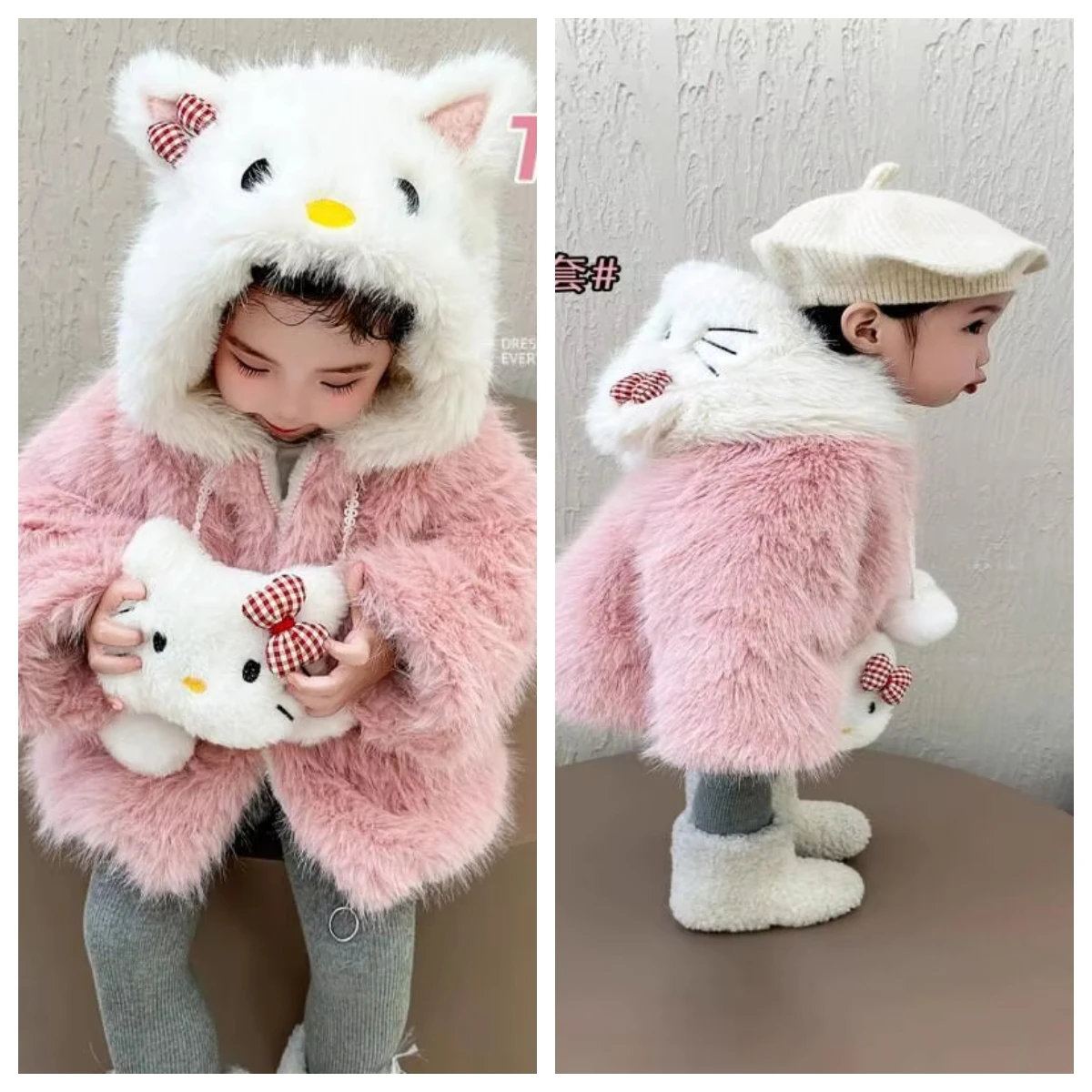 

Свитер Sanrio Hello Kitty, бархатный топ, новинка 2025, плотный милый шерстяной свитер с героями мультфильмов, детская одежда в стиле каваи Y2k, детская одежда в стиле аниме для девочек