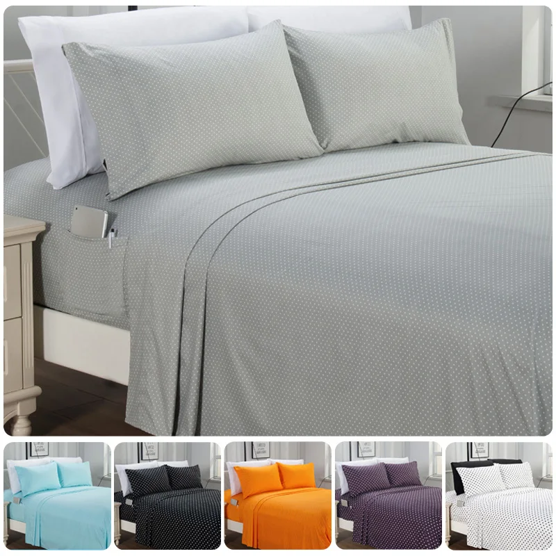 Elegant Comfort Luxury 4/6pcs Polka Dot Sheet Set 16 inch deep pockets - Ultra Soft Machine Washable Luxury 6-Piece Bed Sheet