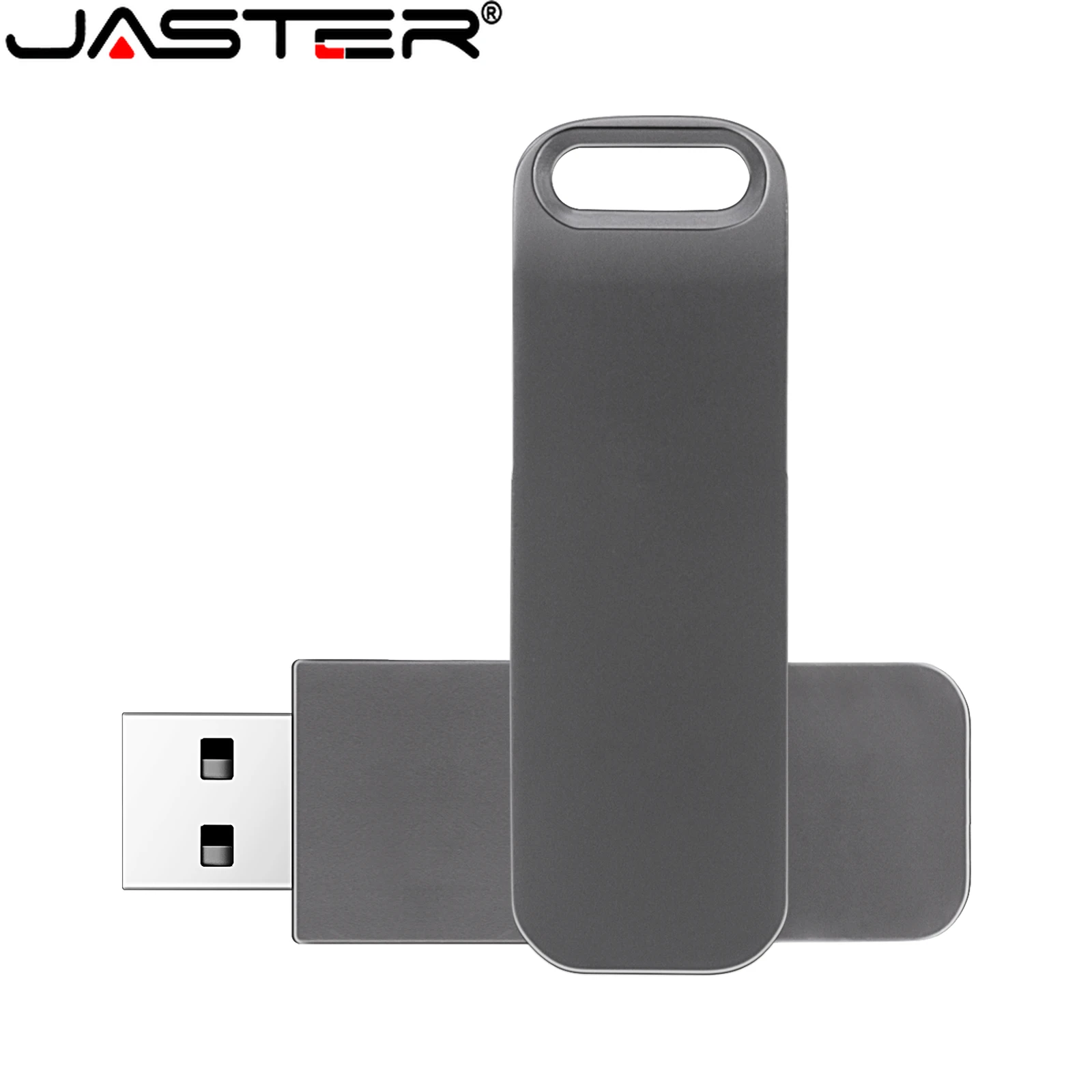 Rotatable Metal USB Flash Drive 64GB Silver Pen Drive 32GB Free Key Chain Memory Stick Creative Business Gift Pendrive U Disk