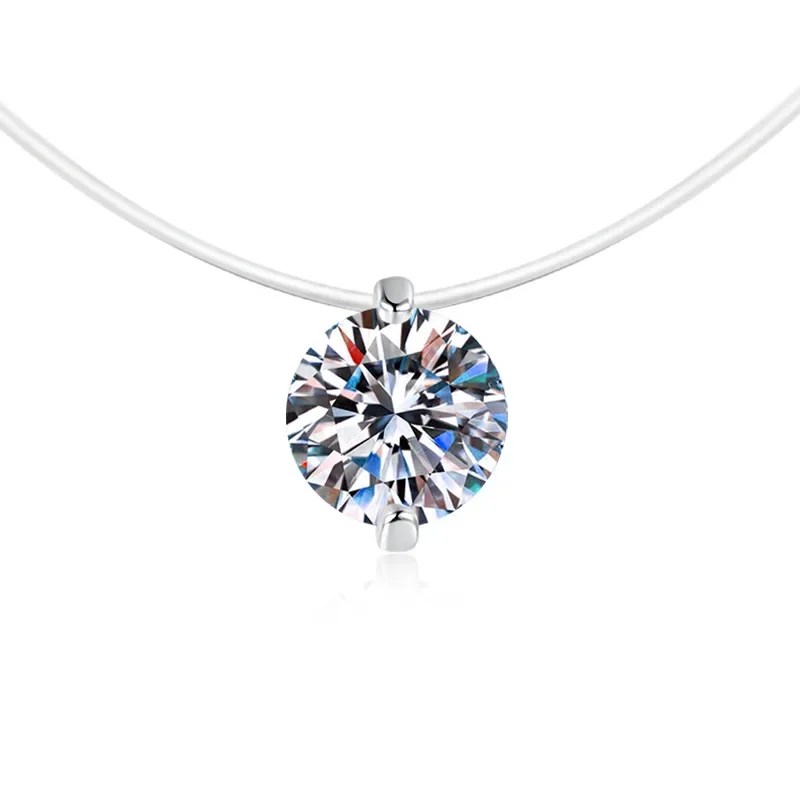 

HOT SALE 1/2 carat moissanite pendant necklace for women; fashionable creative 925 sterling silver chain for clavicle; wedding