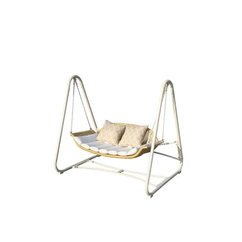 

2-Seat Outdoor Patio Swing Chair with Thick Cushions and Pillow, Rattan Hanging Swing for Porch, Backyard, Garden Relaxation