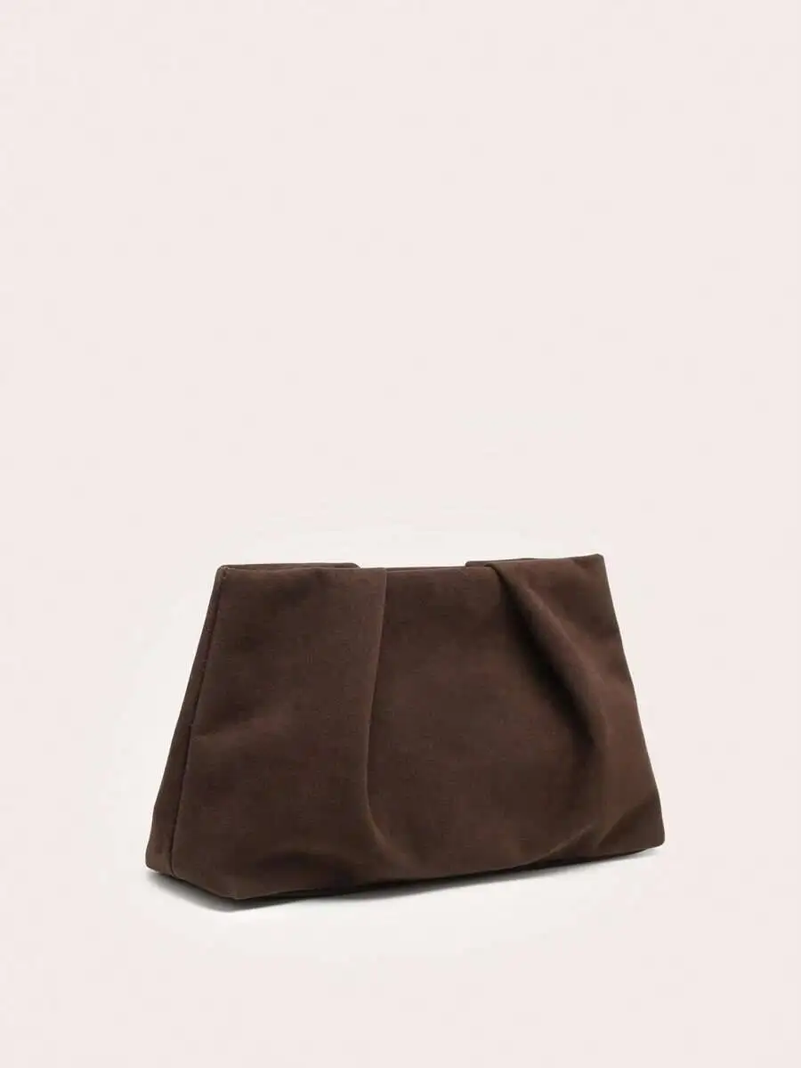 

Women's Clutch Bag, Square Shape, Suede Material With Ruffle Cloud Pattern Design, Large Capacity, Fashionable For Travel And