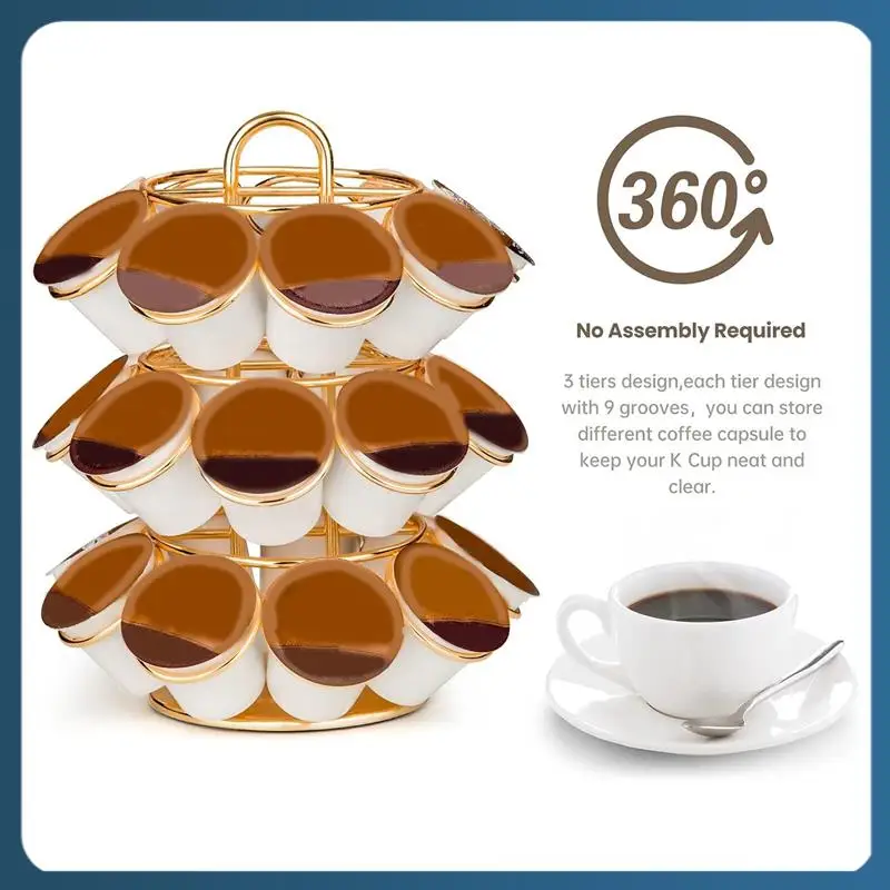 

AB02 Spins 360-Degrees Coffee Holder Coffee Pod Storage Compatible With K Cups (27 Pods)