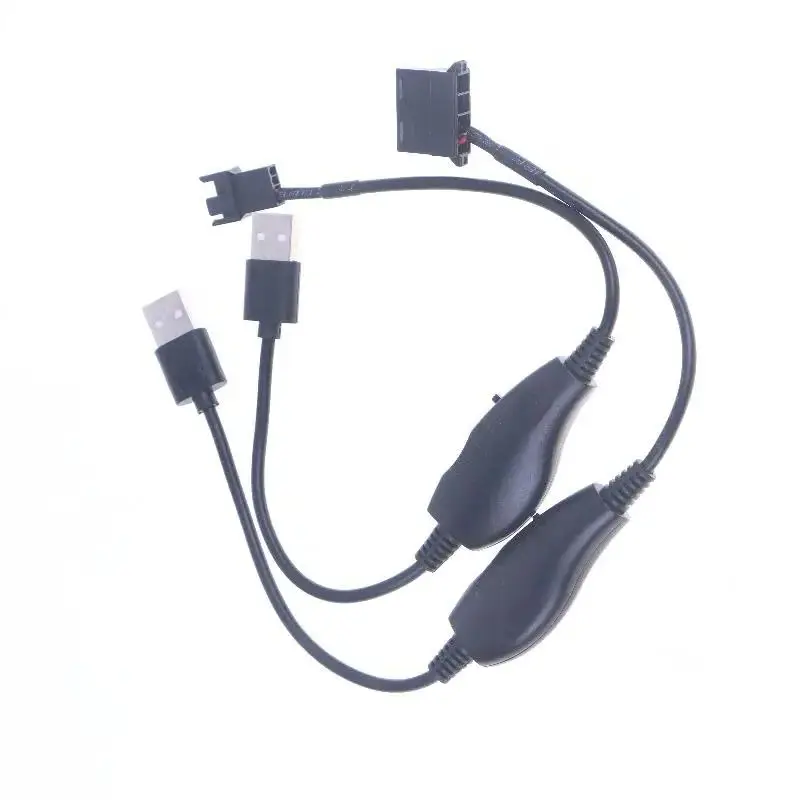 1Pcs Converter Cable With Adjust Switch USB To 4Pin PWM 5V To 12V Boost Line Fan Power Adapter Connector