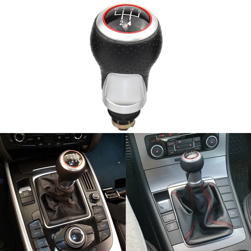 5 Speed Car Gear Shift Stick Knob Manual Transmission For Audi A3 S3 8P A4 S4 B5 B6 B7 B8 A5 A6 C5 C6 A8 D2 Q5 8R Accessories