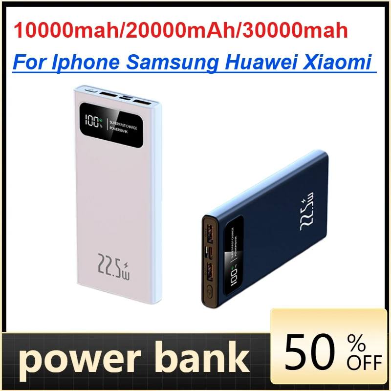 22.5W Fast Charging Power Bank 20000mAh Battery Digital Display Power Bank For Iphone Samsung Huawei Xiaomi 10000mah/30000mah