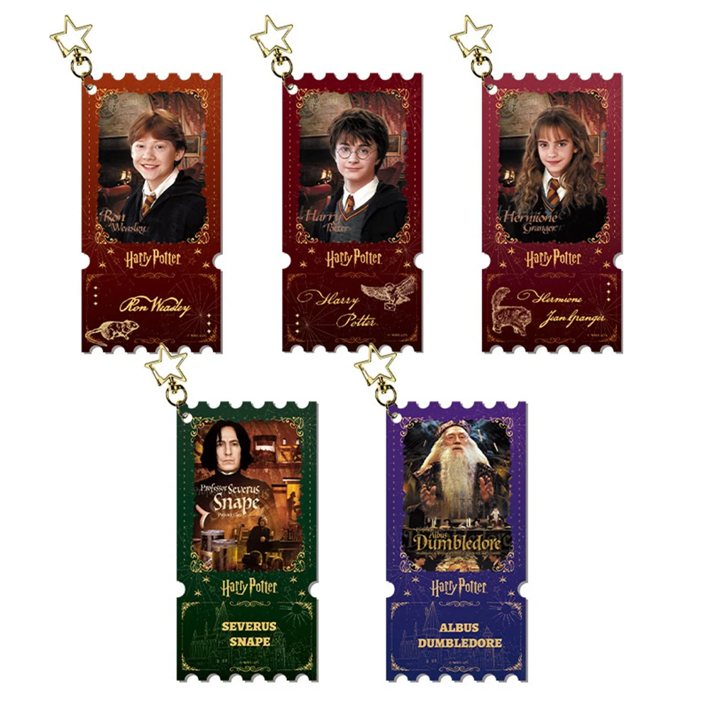 Echte Harry Potter Movie Ticket Stub Acryl Sleutelhanger Hermelien Ron Tas Rugzak Hangende Decoratie Ornament Meisjes Fans Geschenken