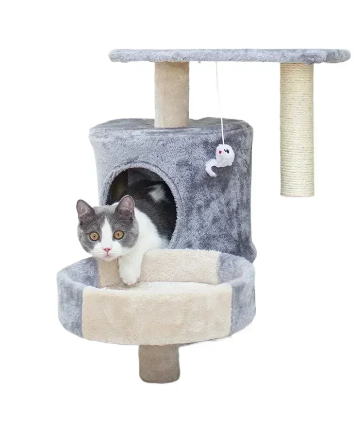 Cat Climbing Frame Gray Multifunctional Pet Supplies Skin-friendly Fabric Can Be Used for 2 Cats Within 8 Catties To Play