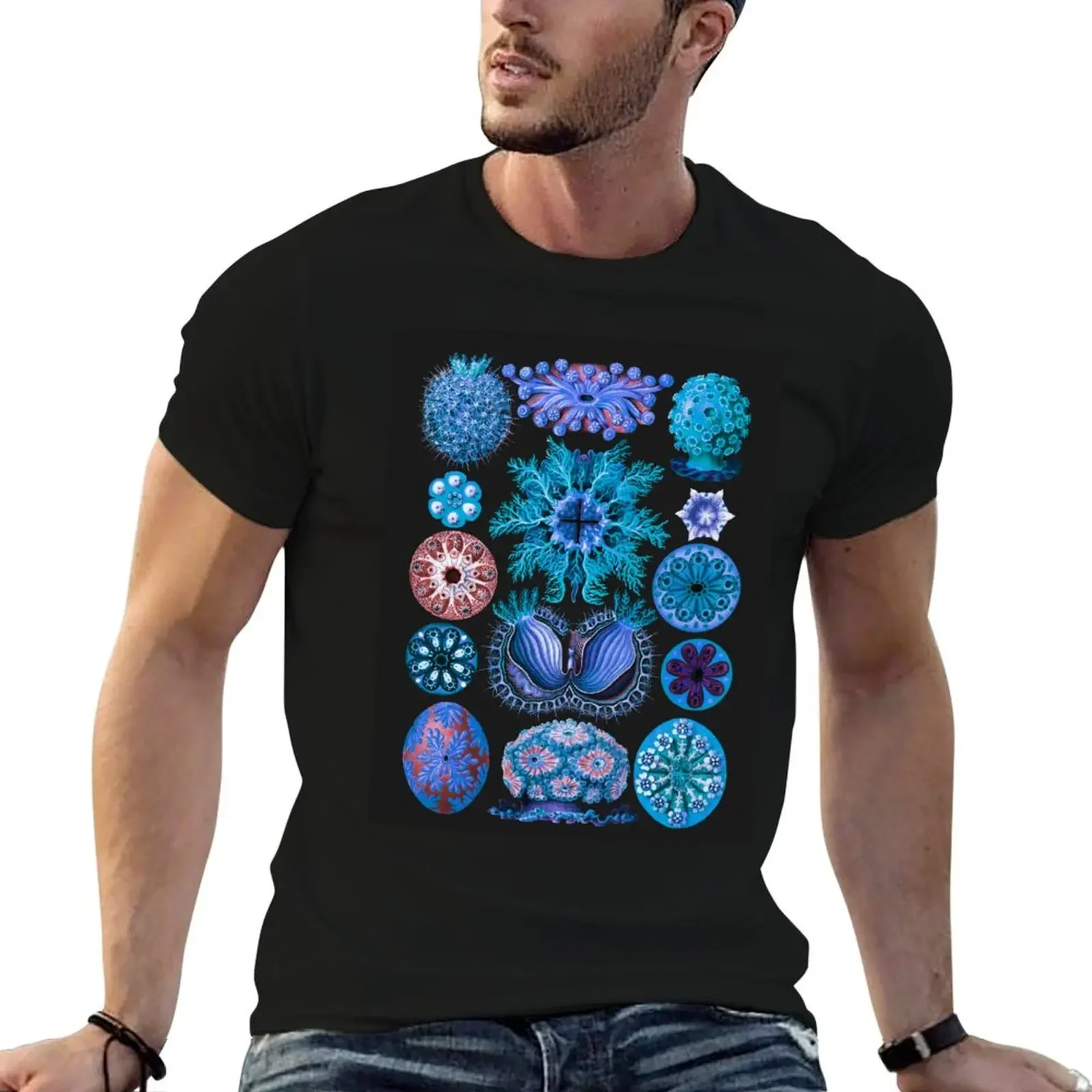 Blue: Haeckel Ascidiae T-Shirt man clothes korean fashion men workout shirt