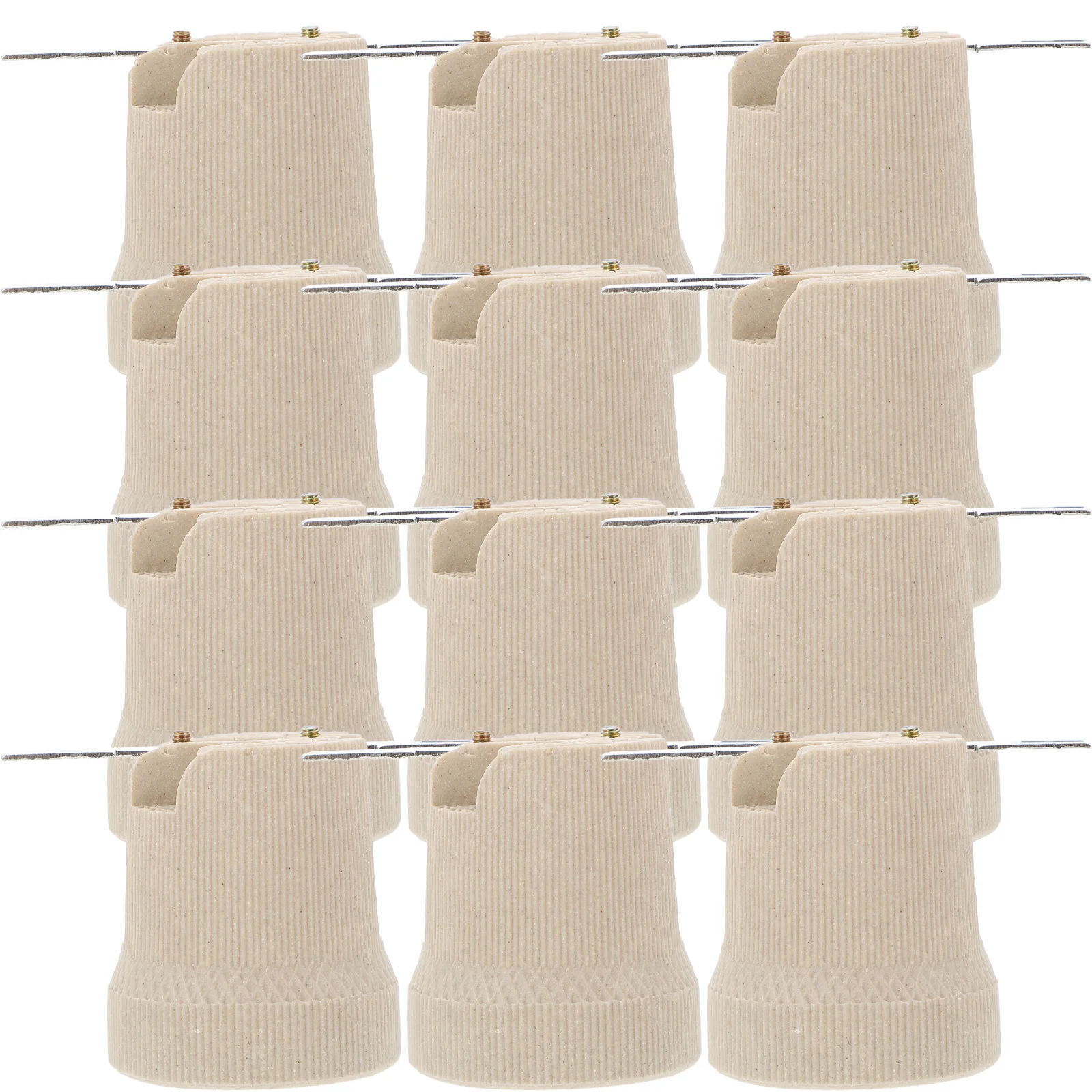 12pcs E27 Ceramic Lamp Holder Threaded Light Bulb Socket High Temperature Resistant For Led Halogen Incandescent Lighting