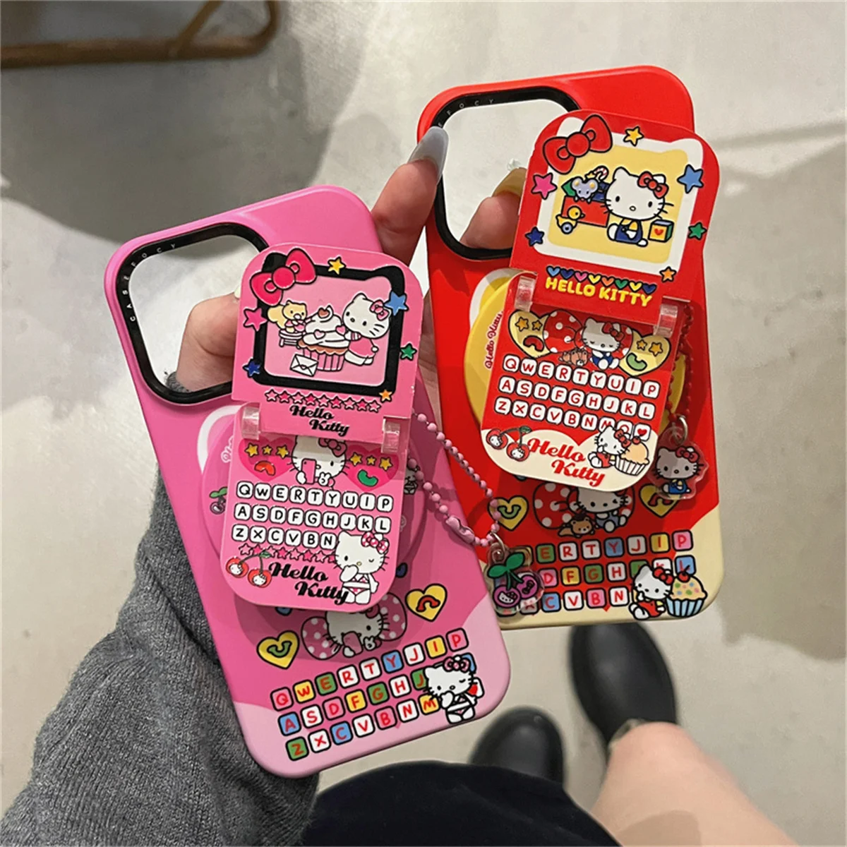 

Kawaii Cartoon Hello Kitty Magnetic Phone Case For iPhone 17 Pro 15 14 16 Pro Max Cover with Stand For Magsafe Cases