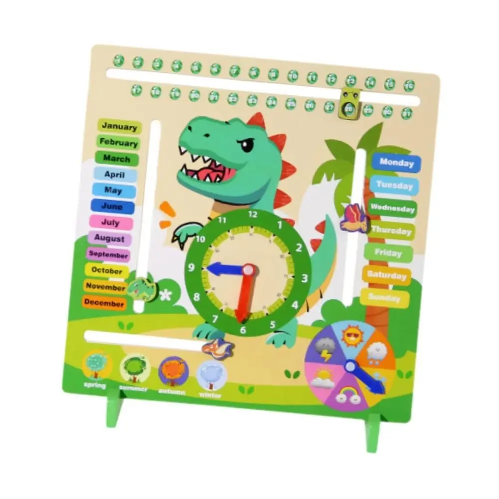 Season Weathers Daily Calendar Teaching Clock Early Education Puzzle 6 in 1 Teaching Clock Portable Interactive