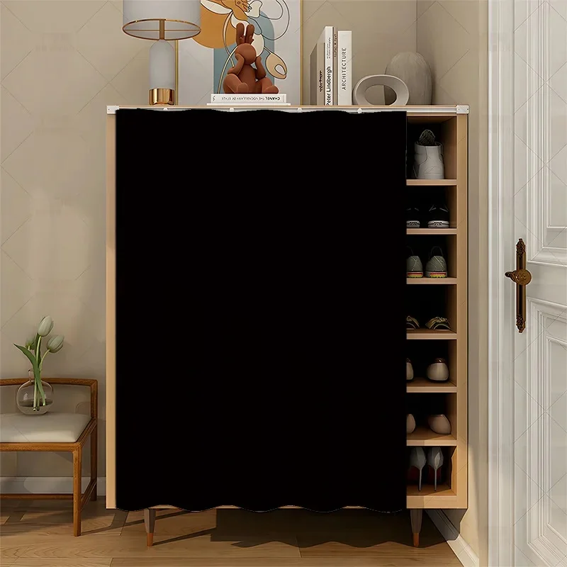 VIKAMA Solid Sage Green Cabinet Curtain, Plain Color Fabric Dust Cover for Shoe Cabinet Sideboard Storage Furniture Decor