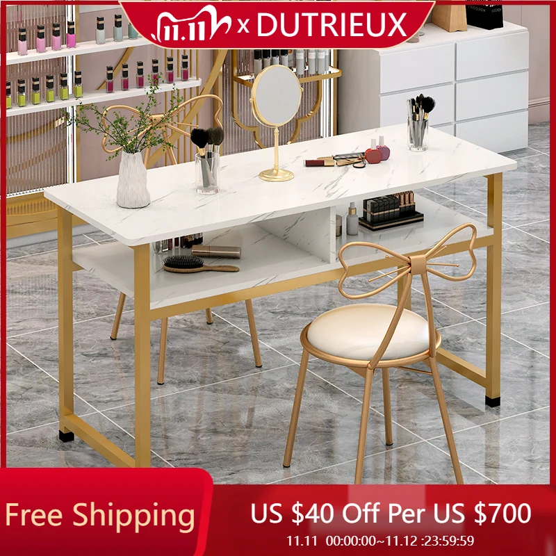 

Makeup Minimalist Nail Desk Simple White Salon Organizer Design Nail Desk Professionals Nordic Modern Wood Nageltisch Furniture