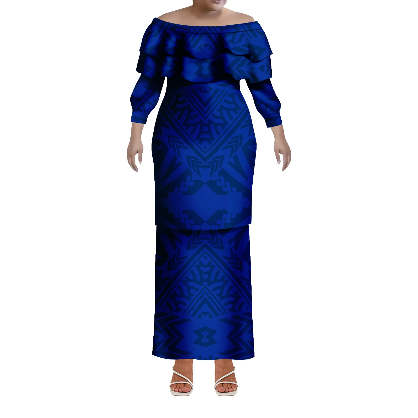 Letnia sukienka Puletasi z okrągłym dekoltem wykonana na zamówienie z nadrukami Samoańskimi i Fidżińskimi wyspami Wysokiej jakości polinezyjska sukienka damska