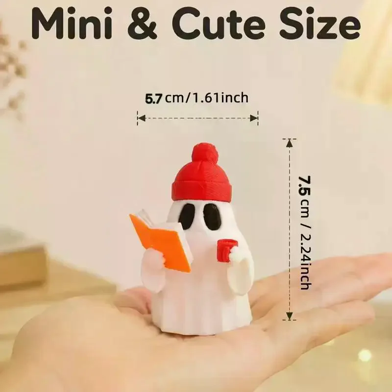 Cute Ghost Reader Figurine Collectible: Ornaments Fashionable Fun Christmas Decor Living Room Desk Display