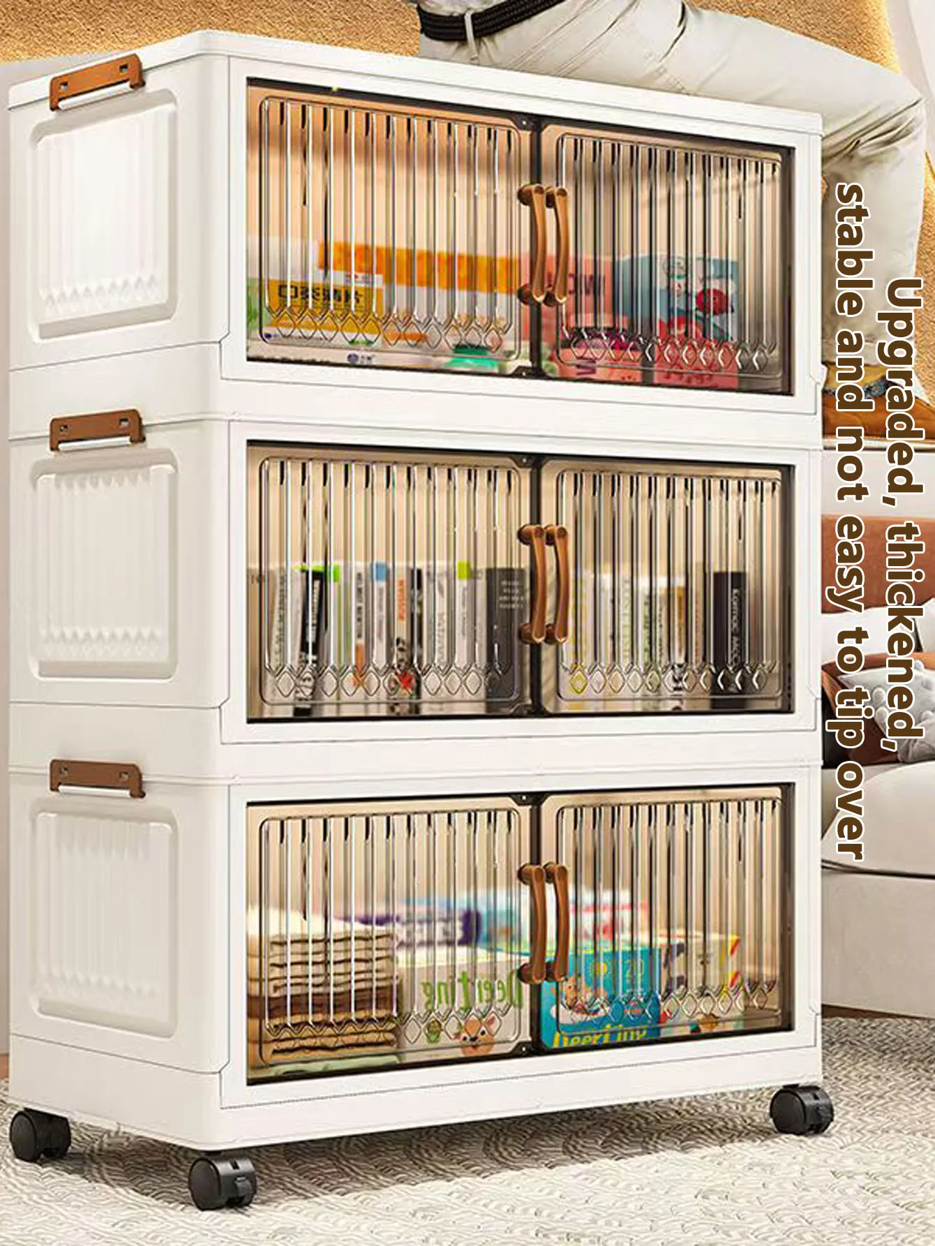Armario de Almacenamiento Plegable Resistente con Ruedas – Organizador de Juguetes y Ropa para Bebés de Múltiples Niveles para Dormitorio, Ahorra Espacio para Niños