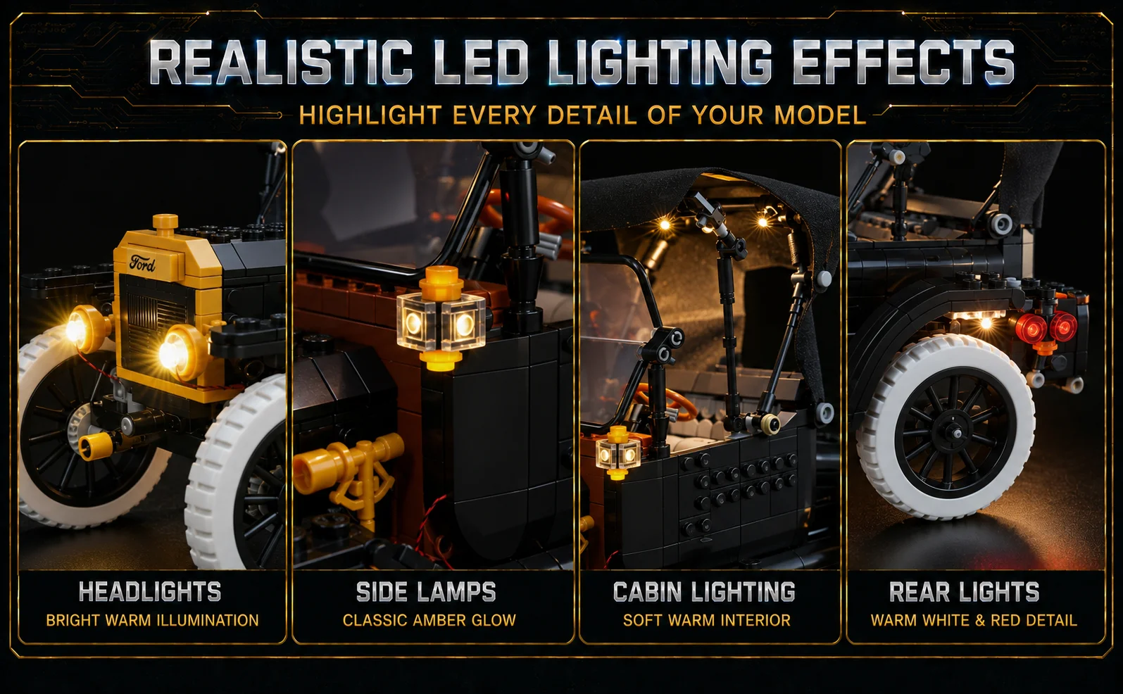 HPROSPER LED Accessory Light (No Model) For LEGO 11376 Ford Model T Easy Install Hidden Wiring