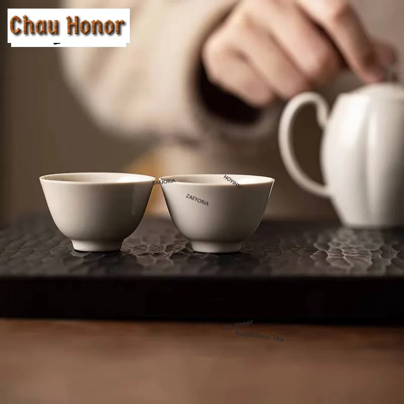 2pc/set Handmade Grass Wood Gray Ceramic Tea Cups Small Single Master Cups Tasting Cup Chazhan Kung Fu Teaset Drainkware 30ml