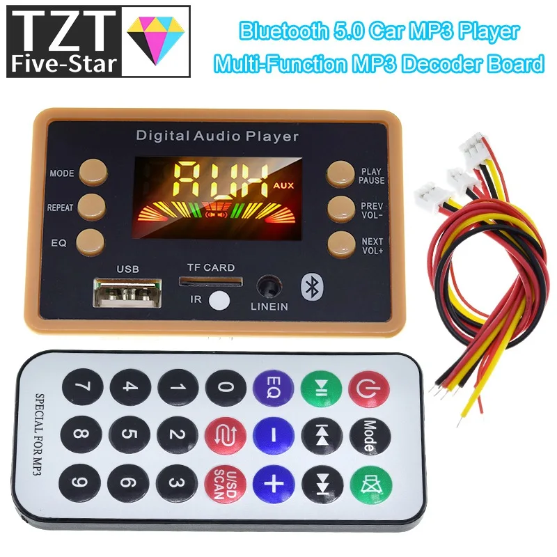 TZT NEW Color screen Wireless Bluetooth MP3 WMA Decoder Board Audio Module Support USB TF AUX FM EQ function For Car accessor