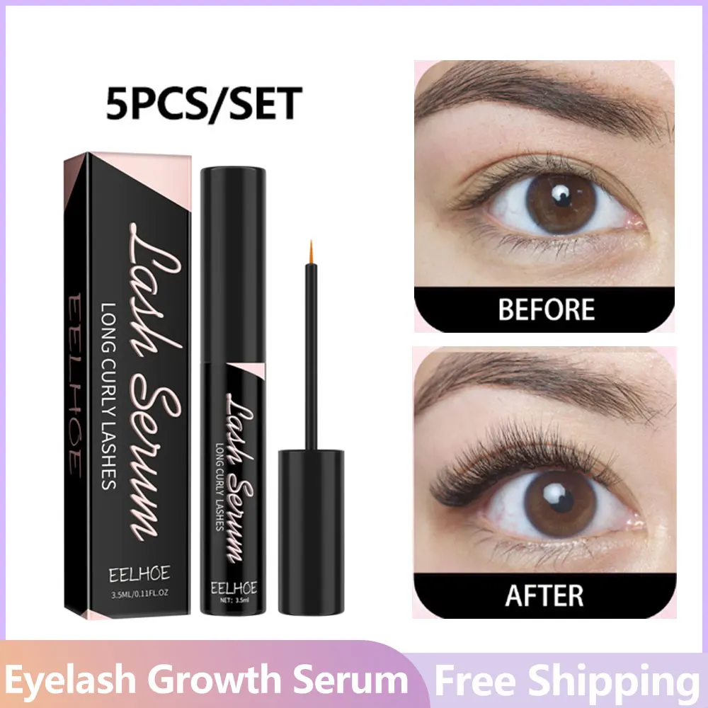 5pcs Eyelash Growth Serum Longer Fuller Thicker Fast Lashes Eyelashes Growing Eyebrow Enhancer Essence Liquid Makeup Products