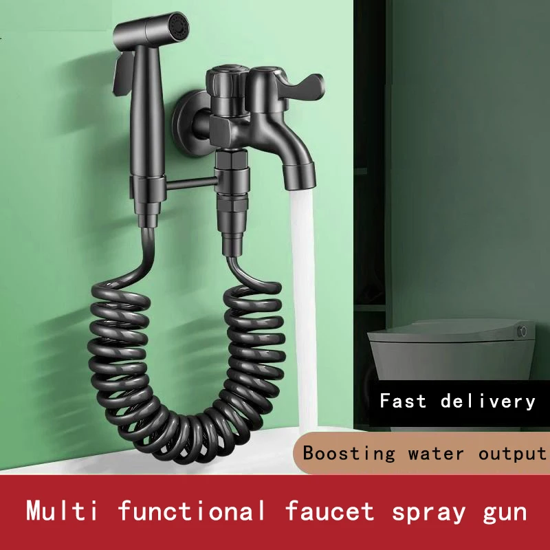 Bathroom Pool Faucet With Spray Bathroom Washing Machine Automatic Water Stop Two-in-one Faucet