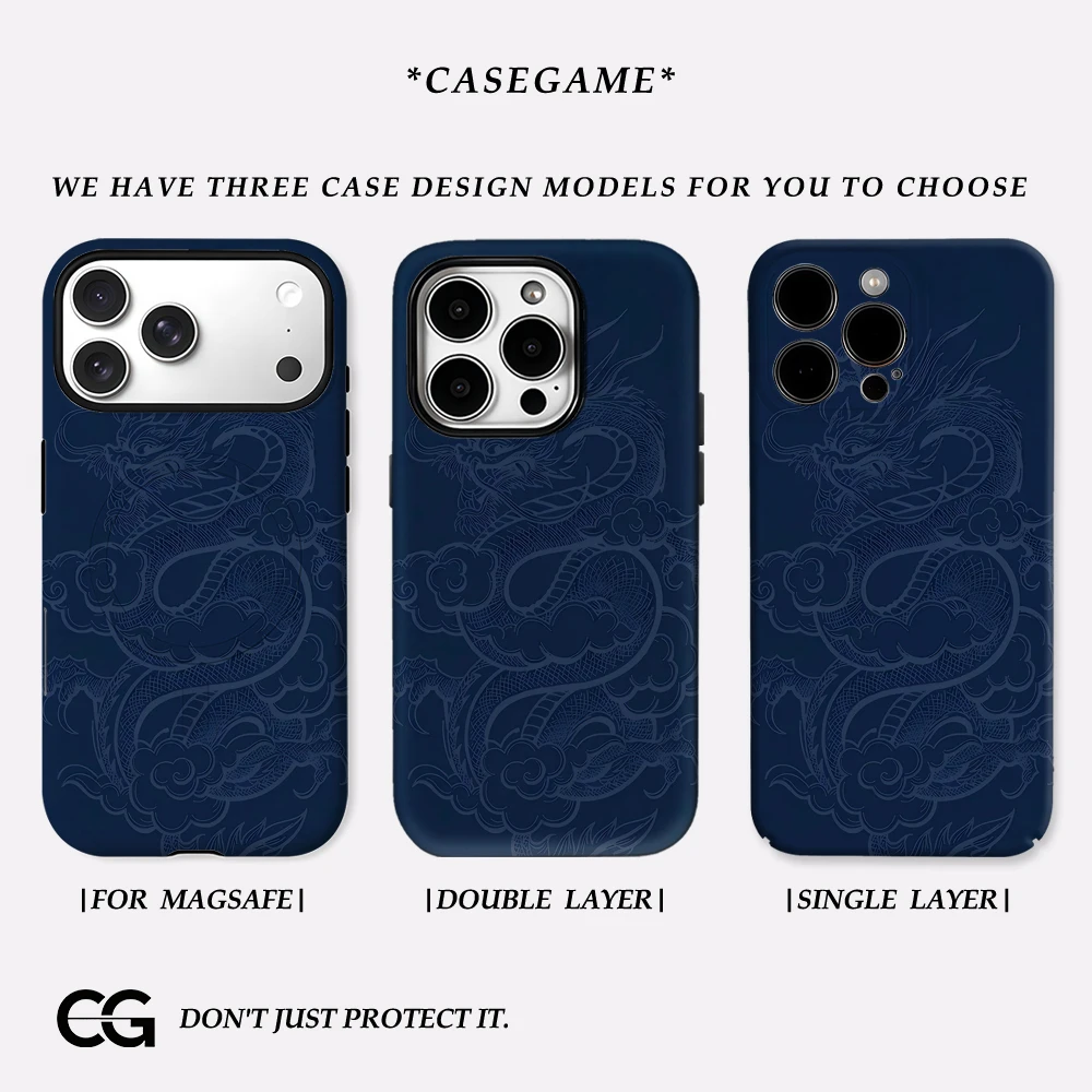 Indigo Dragon Clouds IPhone 17 Handyhülle für 16 15 14 Plus 13 12 43 Pro Max, stoßfeste doppellagige Rückseite