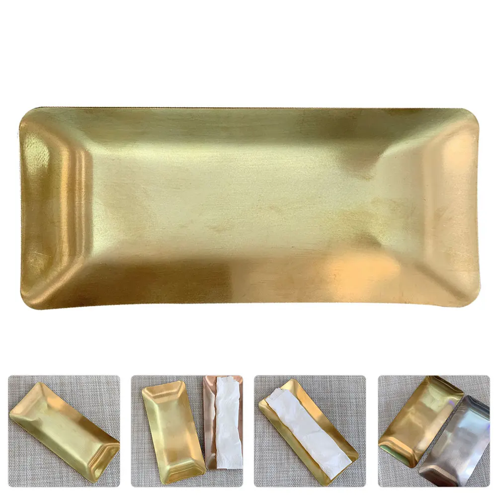 1Pcs Waterproof Drop Proof 304 Stainless Steel Towel Storage Tray Napkin Tissue Dish Dessert Fruit Serving Plate for Hotel Bar
